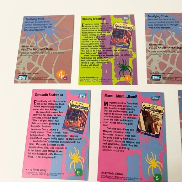 Vintage 1996 Topps Goosebumps Trading Cards Lot - R.L. Stine 90s - Picture 8 of 14